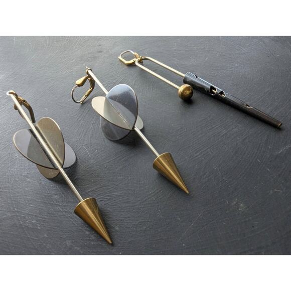 Avant Garde Metal Earrings Artsy 1 Pair Plus Miss-matched - Picture 3 of 6